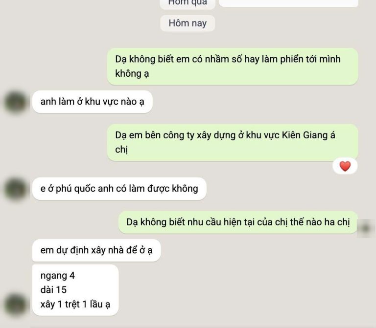 Tin nhắn khách hàng tiềm năng ngành xây dựng ngày 09/09/2026 (đã che thông tin cá nhân)