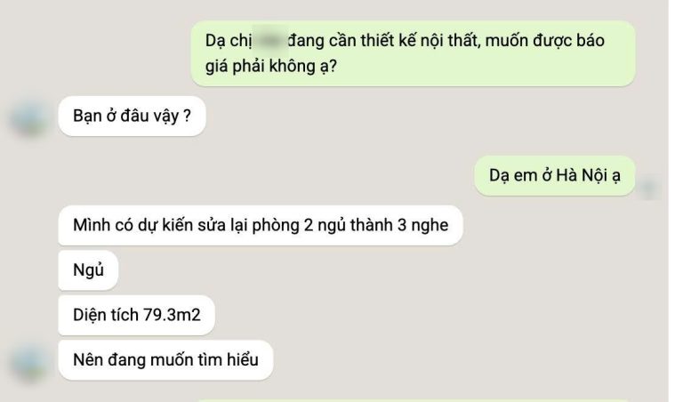 Tin nhắn khách hàng tiềm năng ngành xây dựng ngày 18/09/2026 (đã che thông tin cá nhân)