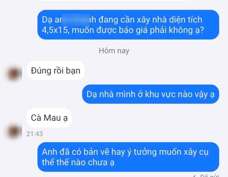 Tin nhắn khách hàng tiềm năng ngành xây dựng ngày 26/09/2026 (đã che thông tin cá nhân)