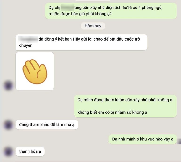 Tin nhắn khách hàng tiềm năng ngành xây dựng ngày 06/10/2026 (đã che thông tin cá nhân)