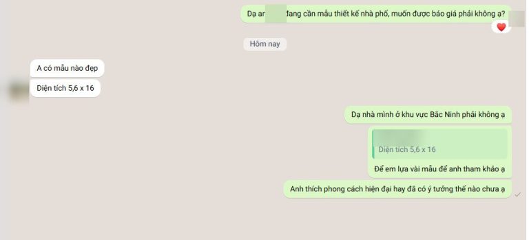 Tin nhắn khách hàng tiềm năng ngành xây dựng ngày 06/10/2026 (đã che thông tin cá nhân)