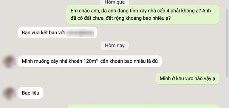 Tin nhắn khách hàng tiềm năng ngành xây dựng ngày 07/10/2026 (đã che thông tin cá nhân)