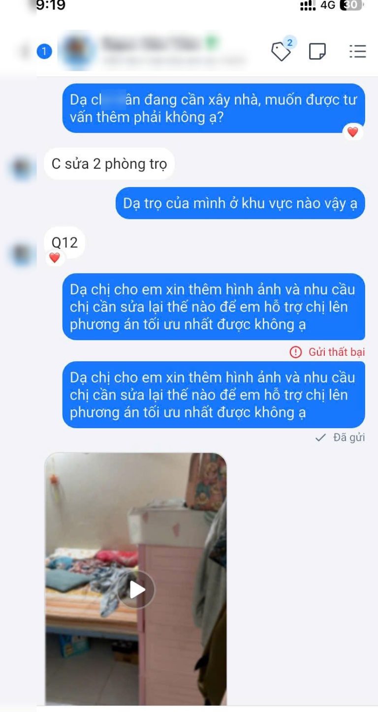 Tin nhắn khách hàng tiềm năng ngành xây dựng ngày 08/10/2026 (đã che thông tin cá nhân)