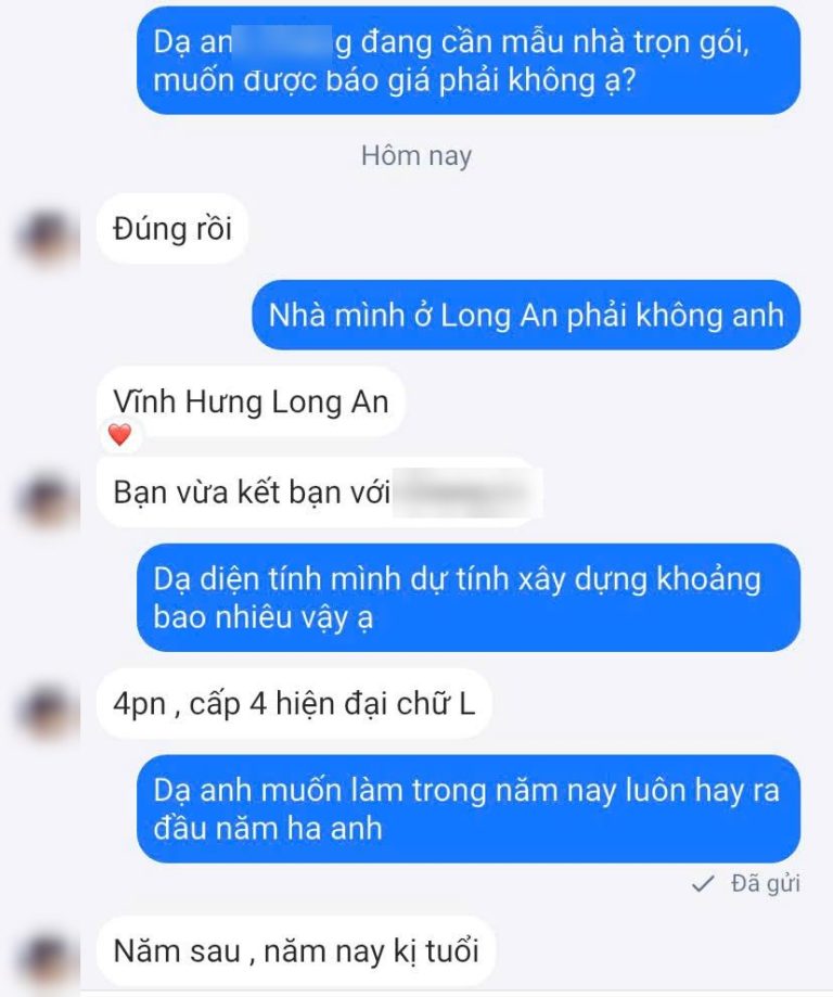 Tin nhắn khách hàng tiềm năng ngành xây dựng ngày 08/10/2026 (đã che thông tin cá nhân)