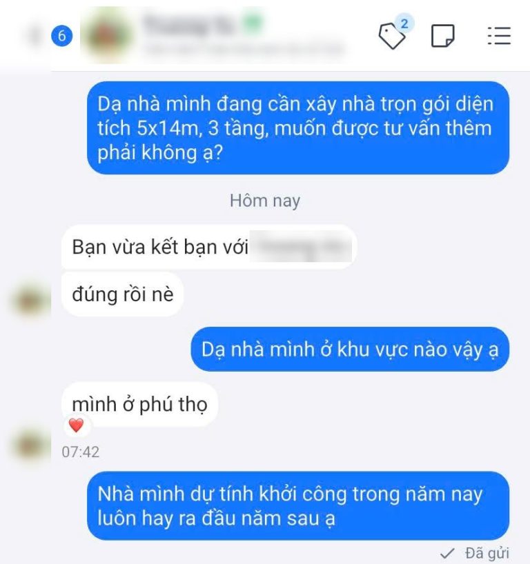 Tin nhắn khách hàng tiềm năng ngành xây dựng ngày 08/10/2026 (đã che thông tin cá nhân)